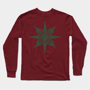 Pixel Green Holiday Snowflake Long Sleeve T-Shirt